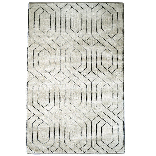 Geometrics Ivory Black Hand Woven Area Rug Rectangle image