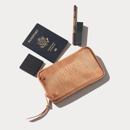 Gia Chrome Pouch Set - Rose Gold Wave/Rose Gold
