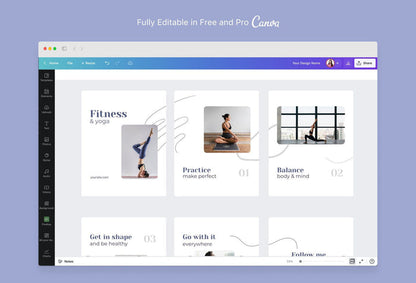 Ladystrategist Gianna Fitness 6-Page Carousel Canva Template instagram canva templates social media templates etsy free canva templates