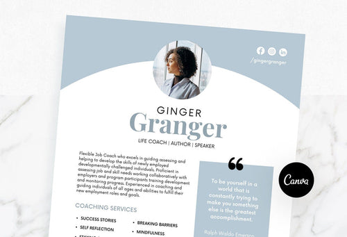 Ladystrategist Ginger Speaker One-Sheet Canva Template instagram canva templates social media templates etsy free canva templates