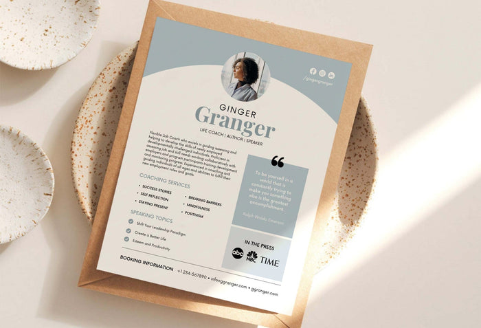 Ladystrategist Ginger Speaker One-Sheet Canva Template instagram canva templates social media templates etsy free canva templates