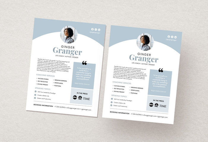 Ladystrategist Ginger Speaker One-Sheet Canva Template instagram canva templates social media templates etsy free canva templates