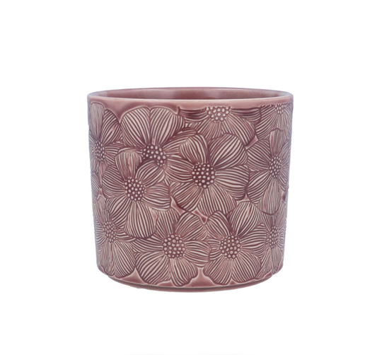 Gisela Graham Dusky Pink Cosmos Stoneware Plant Pot - 14cm