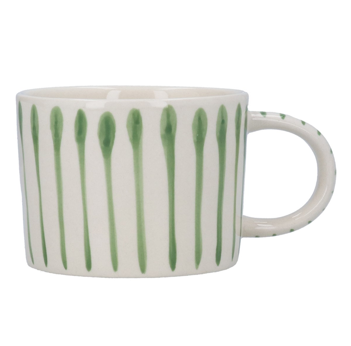 Gisela Graham Stoneware Mug - Green Stripes