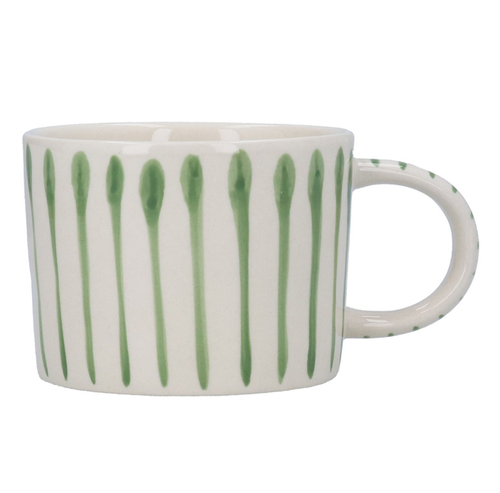 Gisela Graham Stoneware Mug - Green Stripes