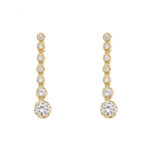 Gold And Diamante Dropper Earrings