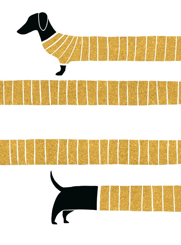 Gold Dachsund Greetings Card
