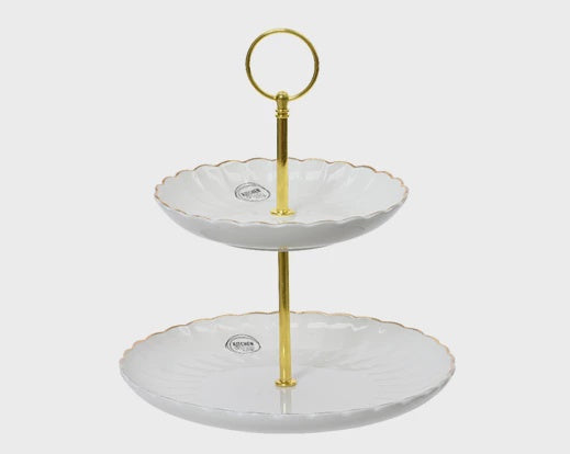 Golden Edge Fluted Cake Stand