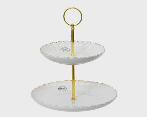 Golden Edge Fluted Cake Stand