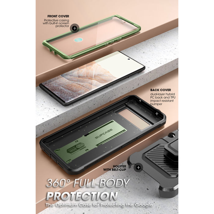 Google Pixel 7 Pro Unicorn Beetle PRO Rugged Holster Case-Metallic Green