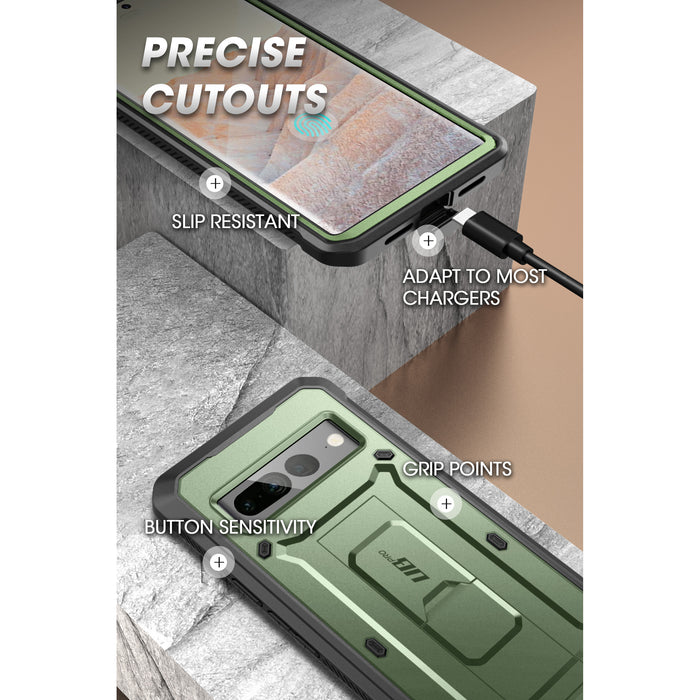 Google Pixel 7 Pro Unicorn Beetle PRO Rugged Holster Case-Metallic Green