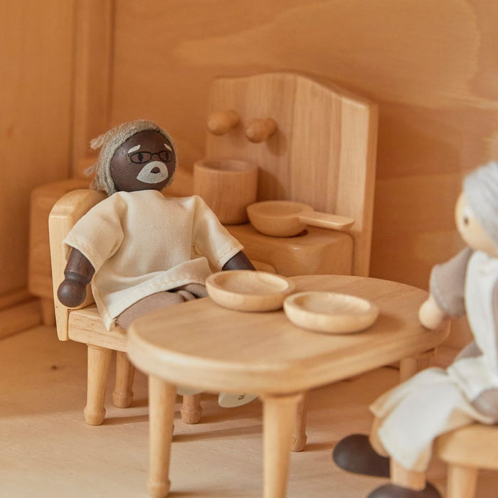 Grandfather Dollhouse Figure - Dark Skin Tone - Babies in Bloom
