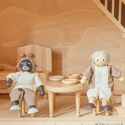 Grandfather Dollhouse Figure - Dark Skin Tone - Babies in Bloom