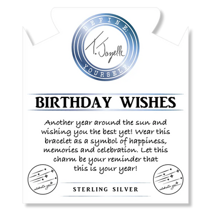 Green Angelite Bracelet with Birthday Wishes Sterling Silver Charm