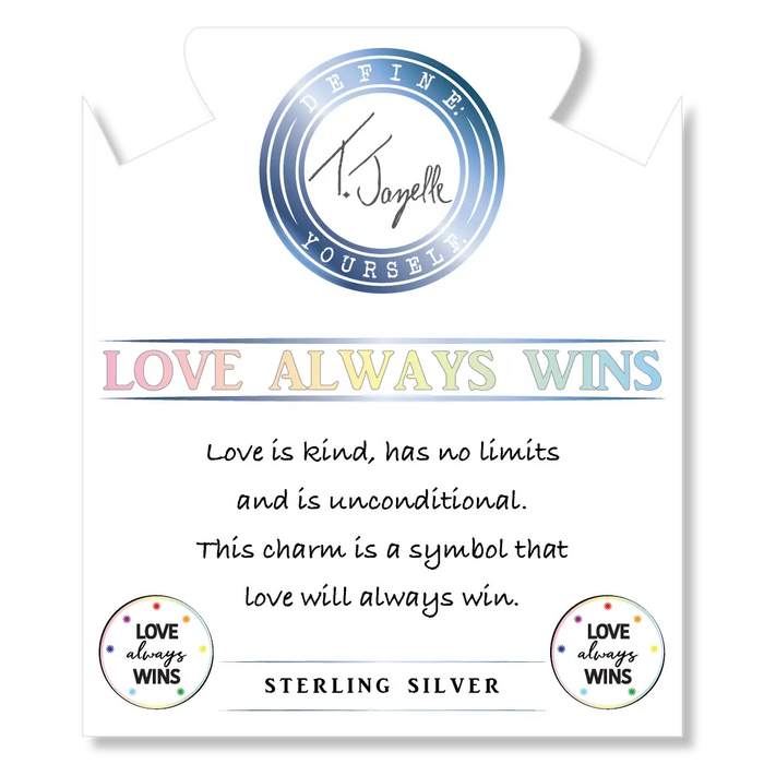 Green Angelite Bracelet with Love Always Wins Sterling Silver Charm