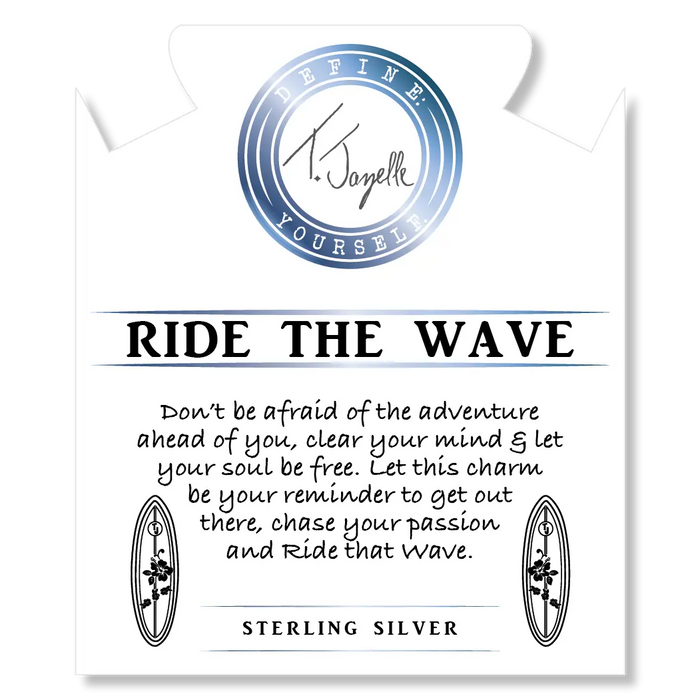 Green Angelite Bracelet with Ride the Wave Sterling Silver Charm