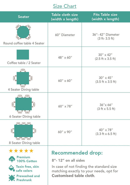 Gulnaar Green 100% Cotton Printed Table Cloth