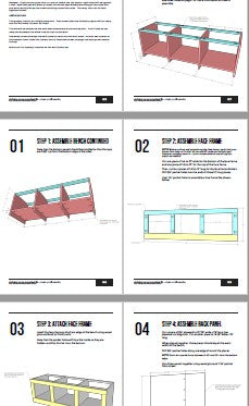 Printable PDF plan preview for DIY hall tree mudroom storage bench