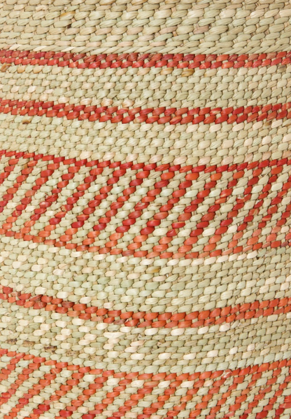 Handwoven Natural Grass Storage Baskets, Rust/Orange Accents, Fair Trade from Tanzania