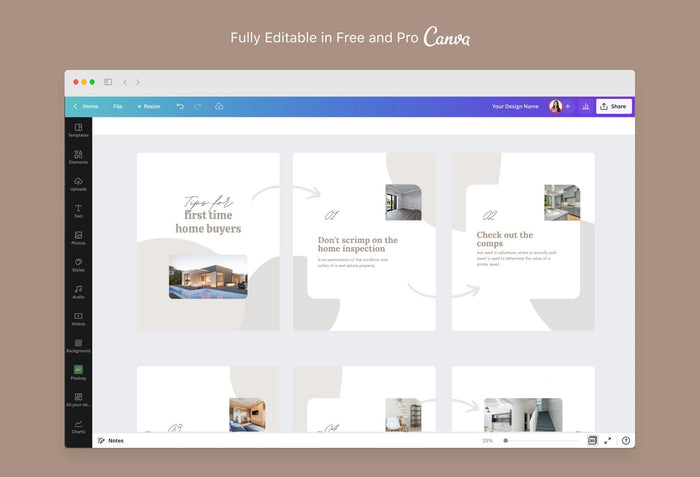 Ladystrategist Hazel Real Estate 6-Page Carousel Canva Template instagram canva templates social media templates etsy free canva templates