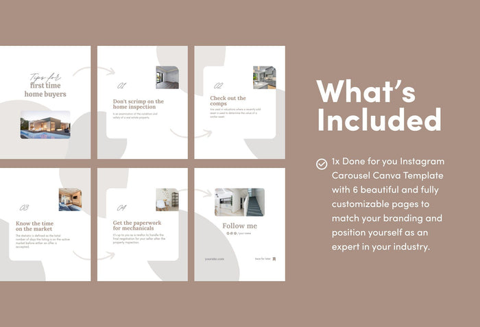 Ladystrategist Hazel Real Estate 6-Page Carousel Canva Template instagram canva templates social media templates etsy free canva templates