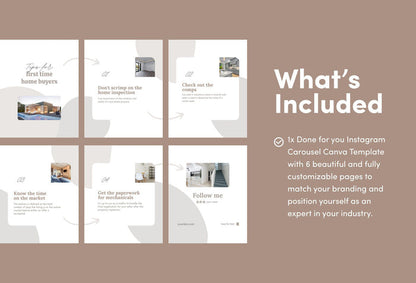 Ladystrategist Hazel Real Estate 6-Page Carousel Canva Template instagram canva templates social media templates etsy free canva templates