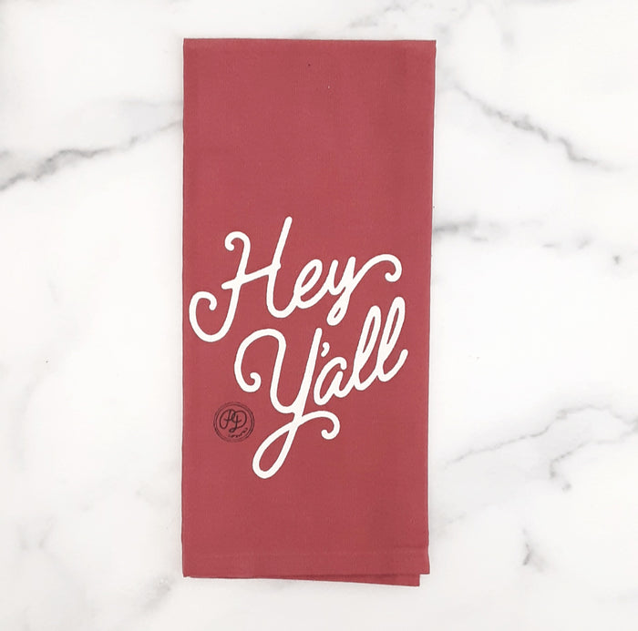 Hey Y'all Script Towel Holly Berry