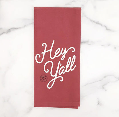 Hey Y'all Script Towel Holly Berry