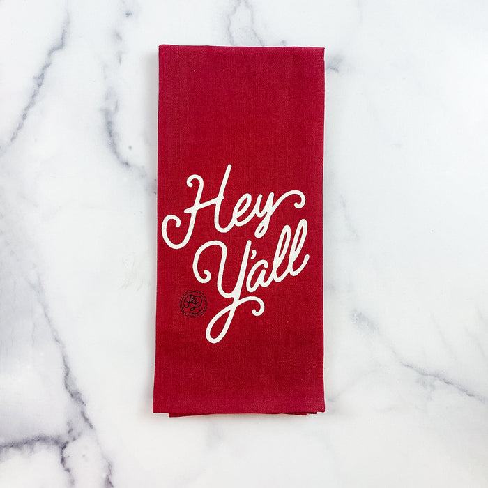 Hey Y'all Script Towel Holly Berry