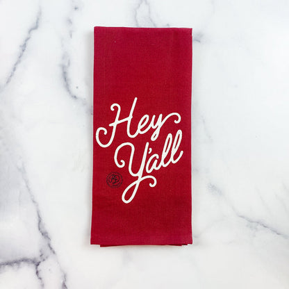 Hey Y'all Script Towel Holly Berry