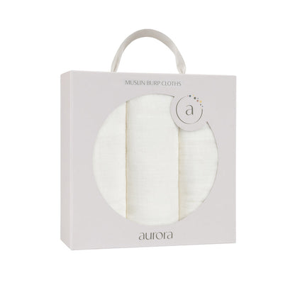 Hypoallergenic Gift ready ivory Burp Cloth set