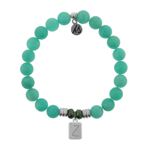 Initially Your's Peruvian Amazonite Stone Bracelet with Letter Z Sterling Silver Charm