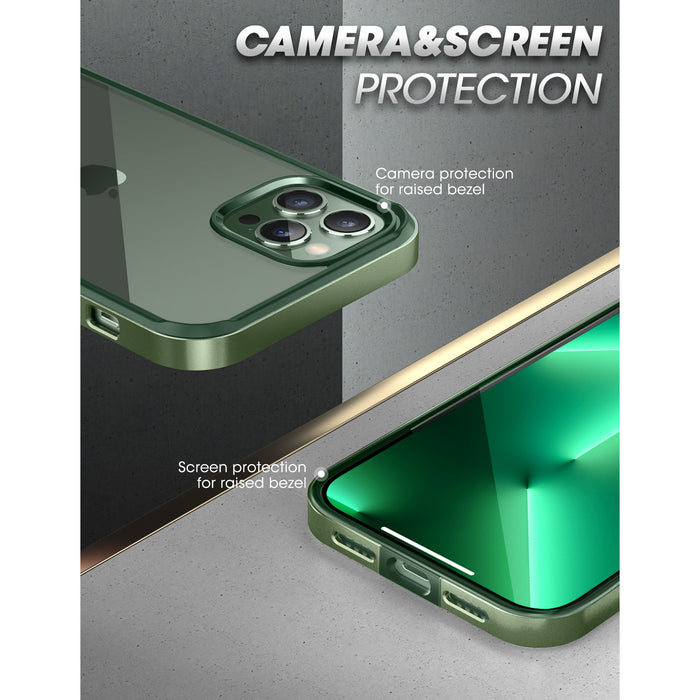 iPhone 13 Pro Max 6.7 inch Unicorn Beetle Edge Clear Bumper Case-Dark Green