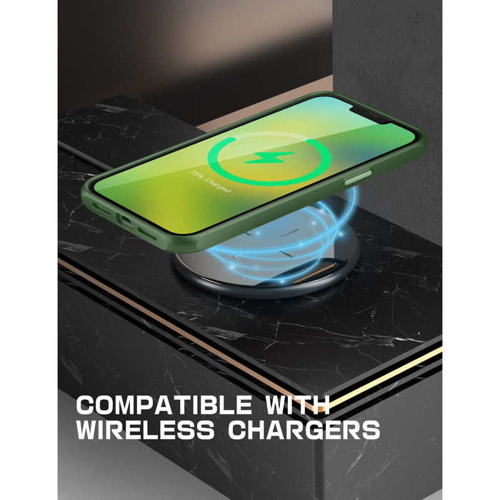 iPhone 14 6.1 inch Unicorn Beetle Style Slim Clear Case-Green
