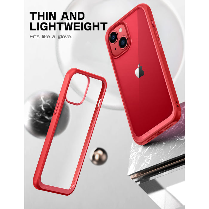 iPhone 14 6.1 inch Unicorn Beetle Style Slim Clear Case-Red