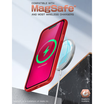 iPhone 14 6.1 inch Unicorn Beetle Style Slim Clear Case-Red