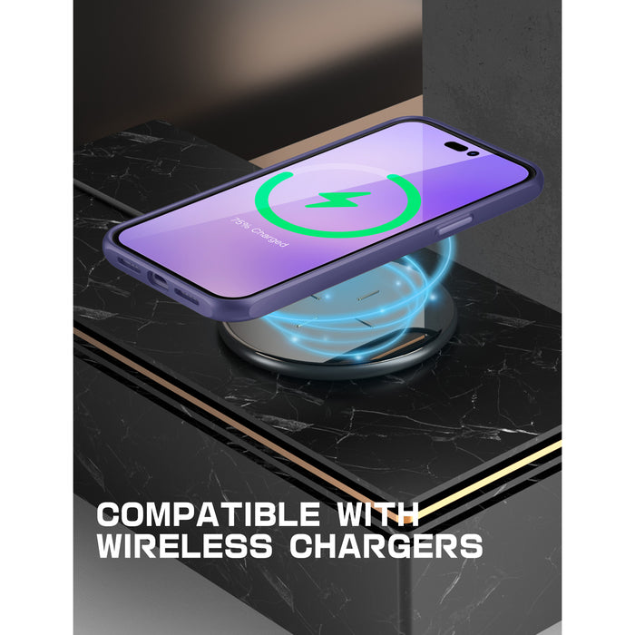 iPhone 14 Pro 6.1 inch Unicorn Beetle MAG Slim Clear MagSafe Case-Deep Purple