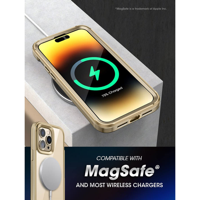 iPhone 14 Pro Max 6.7 inch Unicorn Beetle EDGE MAG with Screen Protector Clear Case-Gold