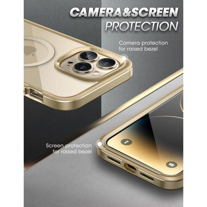 iPhone 14 Pro Max 6.7 inch Unicorn Beetle EDGE MAG with Screen Protector Clear Case-Gold