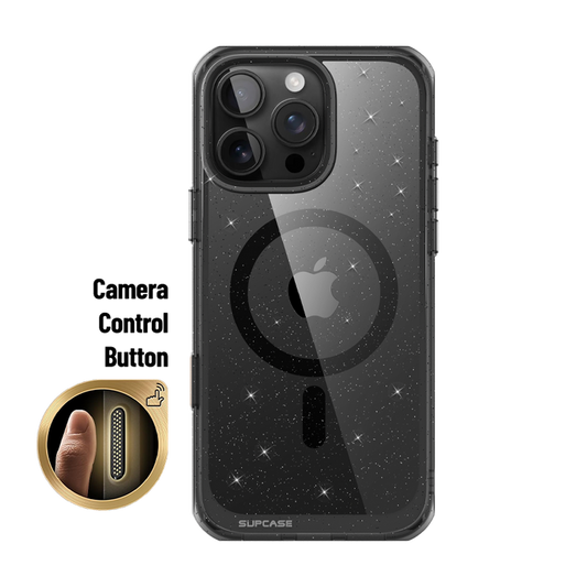 iPhone 16 Pro 6.3 inch Unicorn Beetle MAG Slim Clear MagSafe Camera Control Button Case(open box)-Glitter Black