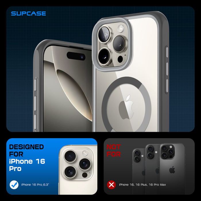 iPhone 16 Pro 6.3 inch Unicorn Beetle MAG Slim Clear MagSafe Camera Control Button Case(open box)-Gray