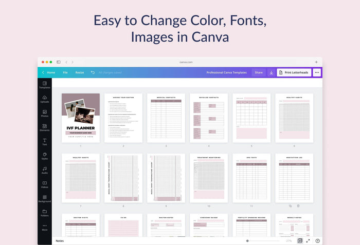 Ladystrategist IVF Planner Canva Template instagram canva templates social media templates etsy free canva templates