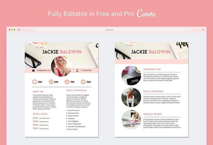 Ladystrategist Jackie Baldwin Media Kit Canva Template for Influencers instagram canva templates social media templates etsy free canva templates