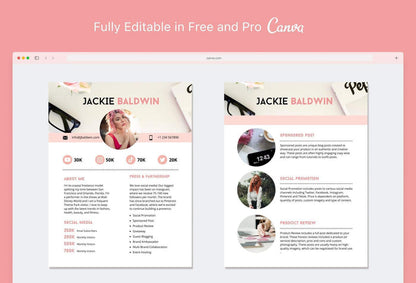Ladystrategist Jackie Baldwin Media Kit Canva Template for Influencers instagram canva templates social media templates etsy free canva templates