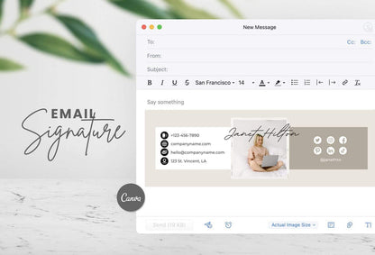Ladystrategist Janet Email Signature Template Editable Canva Template Rose Gold instagram canva templates social media templates etsy free canva templates