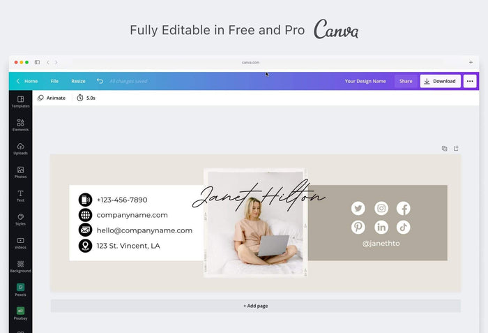 Ladystrategist Janet Email Signature Template Editable Canva Template Rose Gold instagram canva templates social media templates etsy free canva templates