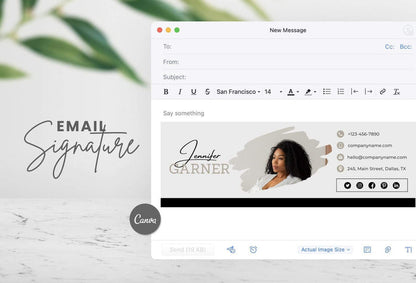 Ladystrategist Jennifer Email Signature Template Editable Canva Template Rose Gold instagram canva templates social media templates etsy free canva templates