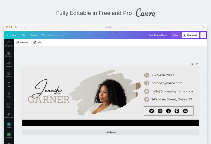 Ladystrategist Jennifer Email Signature Template Editable Canva Template Rose Gold instagram canva templates social media templates etsy free canva templates