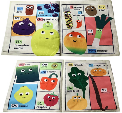 Jo & Nic's Crinkly Cloth Books - Fruit & Vegetable Alphabet - Mabel & Fox
