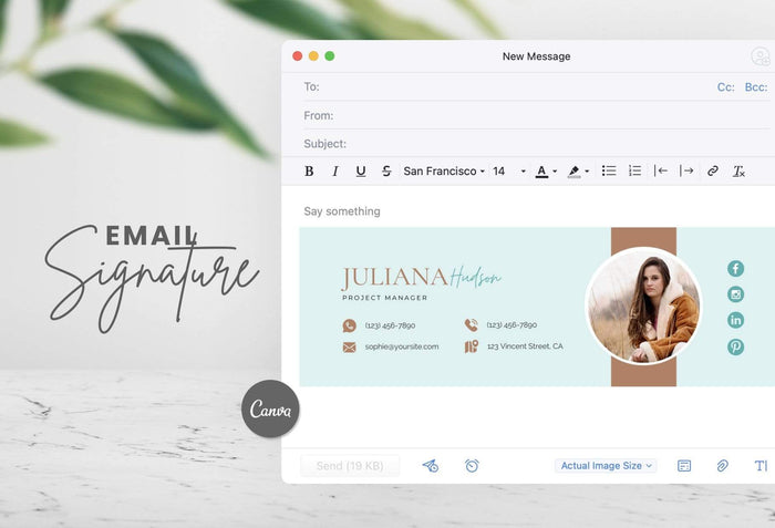 Ladystrategist Juliana Email Signature Template Editable Canva Template Rose Gold instagram canva templates social media templates etsy free canva templates